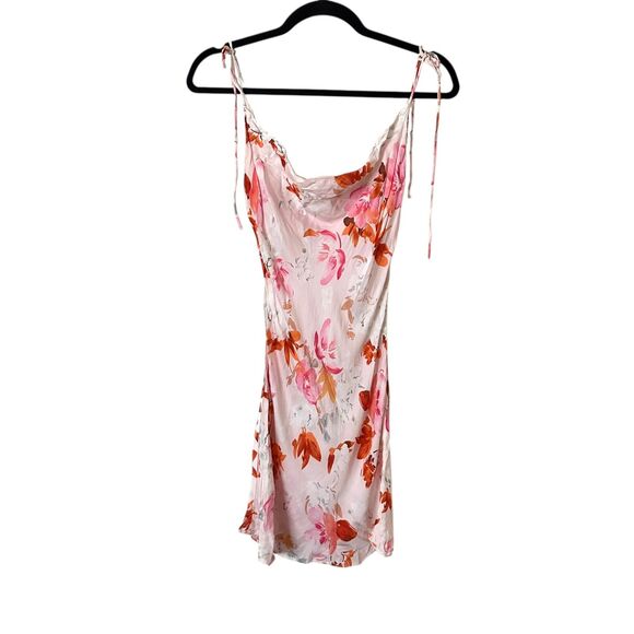 ZARA Safia Satin Floral Mini Dress Pink X-Small - Picture 2 of 5